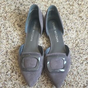 Stuart Weitzman Gray Flats with Grey Buckle